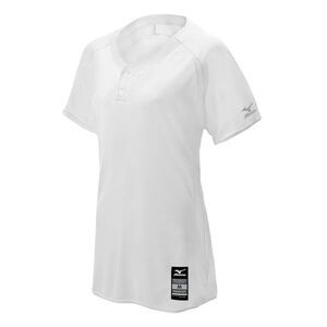 Mizuno Girl's Elite 2-Button Game Jersey, White